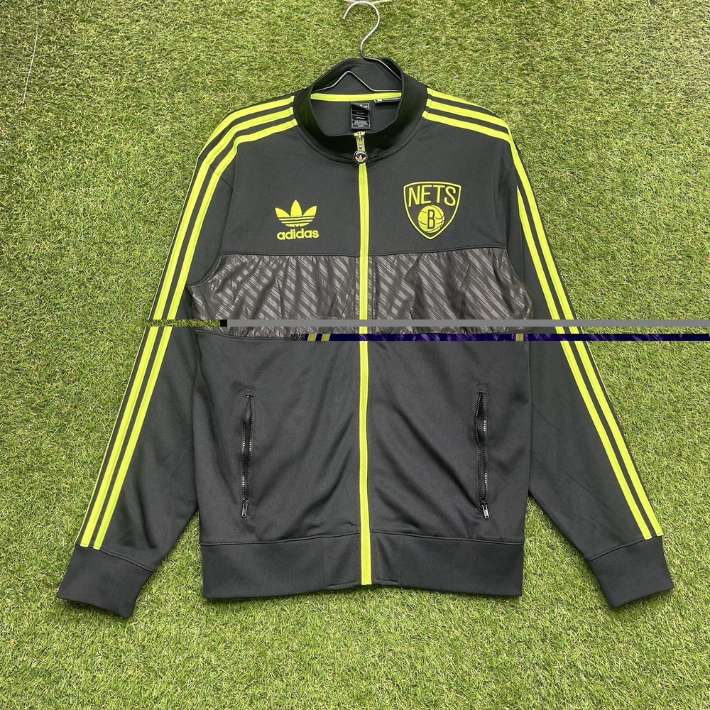 ADIDAS Brooklyn Nets Track Jacket Mens Medium Black Full Zip Limited Edition
